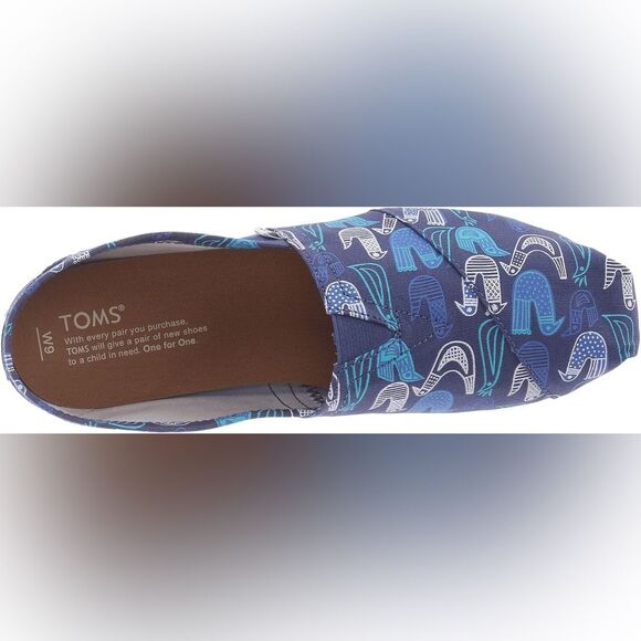 TOMS ALPARGATA Blue Multi Birds Slip-On Shoes - Picture 7 of 11